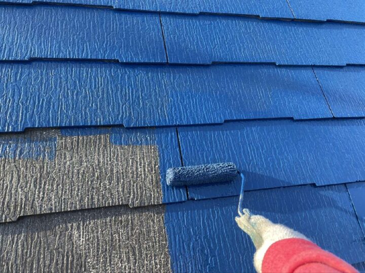 【屋根塗装工事】上塗り１回目