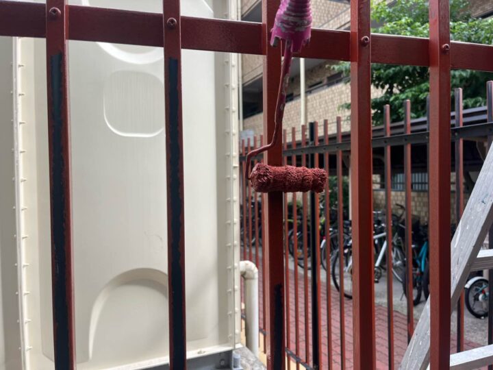 受水槽鉄柵塗装 ~サビ止め~